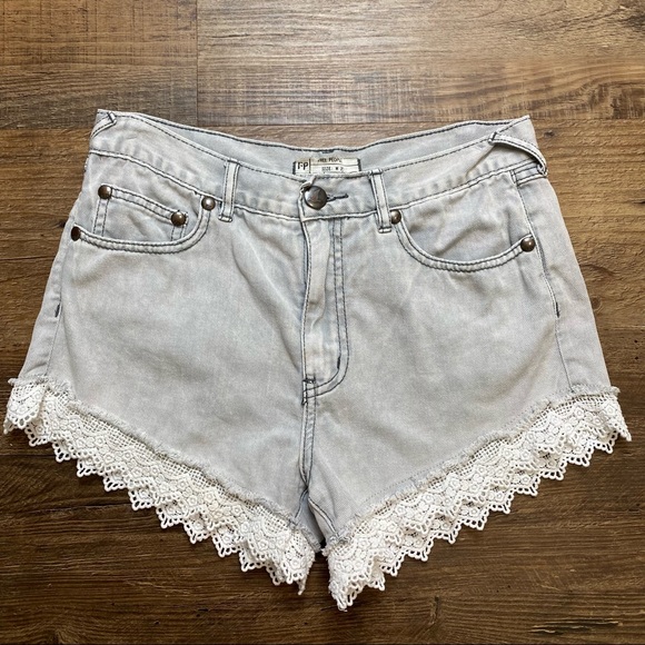 Free People Pants - Free People Lace Trim Denim shorts 27